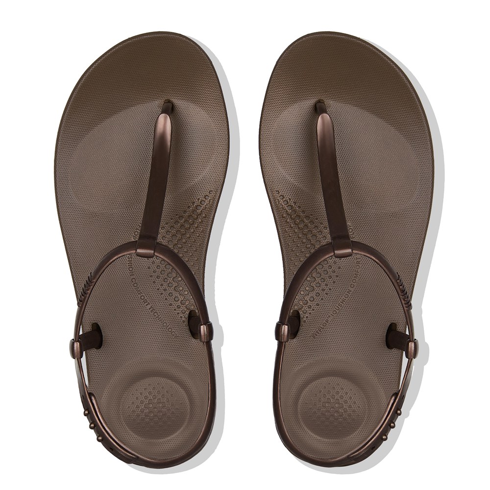 Fitflop Womens Sandals - Iqushion Splash Pearlised Back-strap - Brown - 862-NRDHVB